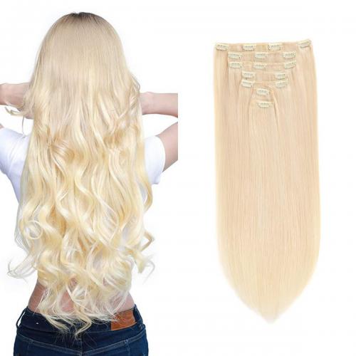 100% Virgin Peruvian Remy Hair Seamless Clip in Extensions Human Hair #1 - 副本